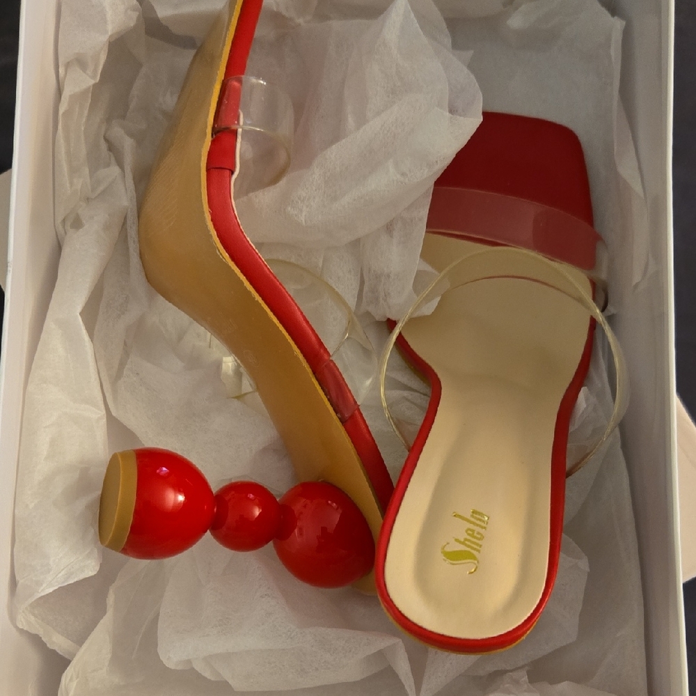 SHEIN Red and Tan Heels